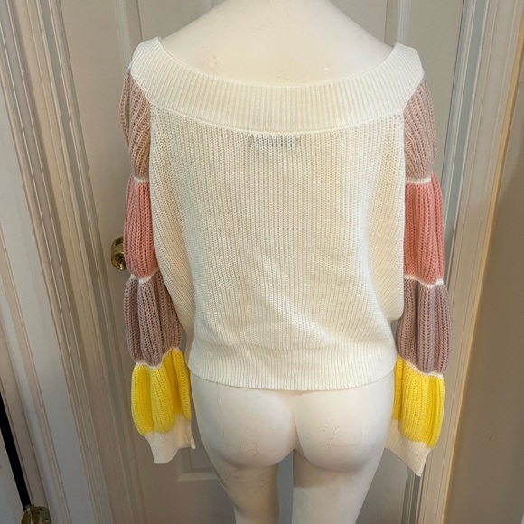 Cream Color block Sweater - Picture 2 of 4
